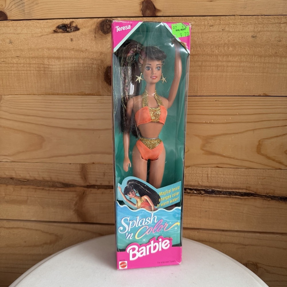 Splash 'n Color Teresa Doll Barbie's Friend NRFB Orange Gold Swim Suit Miami 90s